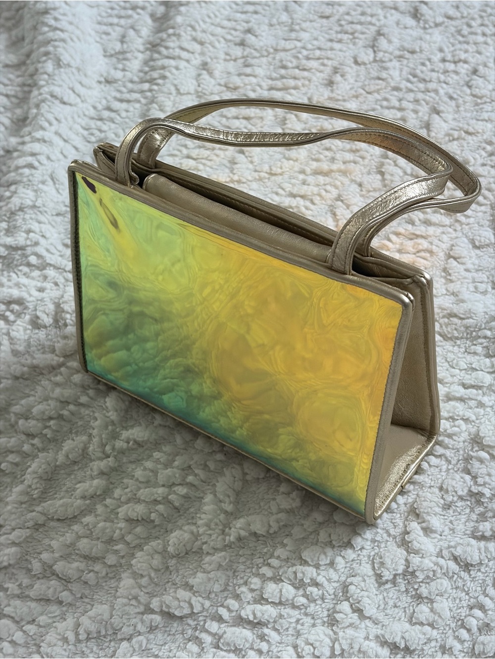 Stuart Weitzman Iridescent Gold Top-Handle Women's Bag